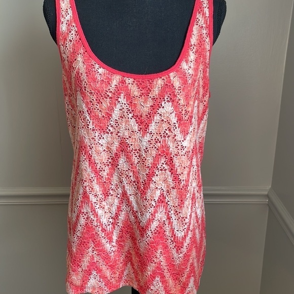 FRENCH Laundry Orange White Tank Top Blouse Size ize L - Picture 3 of 9